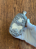 Vintage Art Nouveau Flask | Floral Embossed Silver-Plated Flask 1930s | Barware