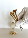 Vintage Golf Cocktail Picks, 1970s Gold-Plated Golf Martini Forks, Barware Gift