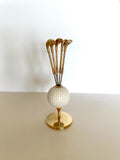 Vintage Golf Cocktail Picks, 1970s Gold-Plated Golf Martini Forks, Barware Gift