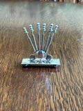 Art Deco Cocktail Picks Set | Mid Century Silver-Plated Martini Picks