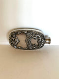 Vintage Art Nouveau Flask | Floral Embossed Silver-Plated Flask 1930s | Barware