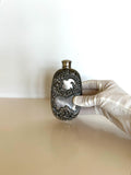 Vintage Art Nouveau Flask | Floral Embossed Silver-Plated Flask 1930s | Barware