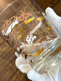 Vintage Atomic Fish Glasses | Gold White Pink Atomic Low Ball Set | Mid Century Glassware
