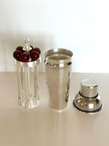 Miniature 1940s Cocktail Shaker, Cherry Picks Set, P.H. Vogel & Co.