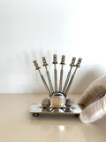 Art Deco Cocktail Picks Set | Mid Century Silver-Plated Martini Picks