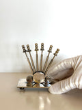 Art Deco Cocktail Picks Set | Mid Century Silver-Plated Martini Picks