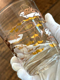 Vintage Atomic Fish Glasses | Gold White Pink Atomic Low Ball Set | Mid Century Glassware