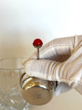 Sterling Silver Rollover Jigger, Red Stone Finial
