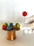 Retro Cocktail Picks Copper Top Hat Holder, Multi-Colored Ball Finials