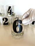 Mid Century Numbered Glasses, Heavy Old-Fashioned Glasses