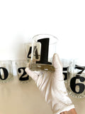 Mid Century Numbered Glasses, Heavy Old-Fashioned Glasses