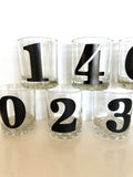 Mid Century Numbered Glasses, Heavy Old-Fashioned Glasses