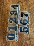 Mid Century Numbered Glasses, Heavy Old-Fashioned Glasses