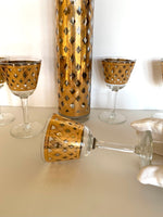 Mid Century Gold Cocktail Set, West Virginia Old Lace Glassware Set - Southern Vintage Wares