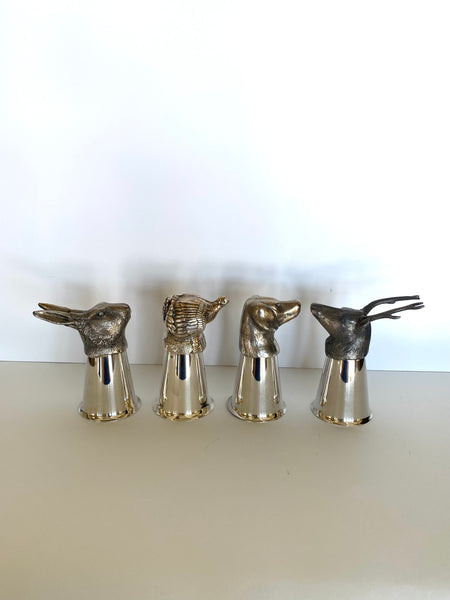 Silver Stirrup Cups Goblets by Sheffield (set of 4) - Southern Vintage Wares
