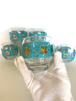 Atomic Starbust Roly Poly Glasses (7), Atomic Glassware - Southern Vintage Wares