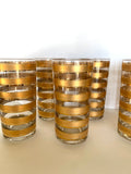 Culver "Gold Rings" Glasses (8), Culver Gold Rings Pattern - Southern Vintage Wares