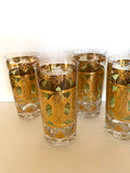 Georges Briard Glasses (6), Mid Century Gold Glasses, Briard Glassware - Southern Vintage Wares