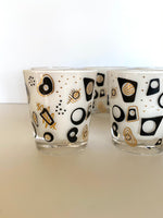 Mid Century Atomic Glasses, Frosted Atomic Rocks Glasses - Southern Vintage Wares