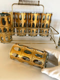 Culver Pisa Glasses Caddy Set (8 Glasses), Culver Caddy Set, Mid Century Glassware - Southern Vintage Wares
