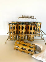 Culver Pisa Glasses Caddy Set (8 Glasses), Culver Caddy Set, Mid Century Glassware - Southern Vintage Wares