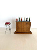 1939 "Wonder Bar" Wood Bakelite Cocktail Picks Set (with miniature stool) - Southern Vintage Wares