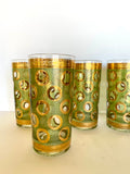Mid Century Glasses, Polka Dot Gold Embossed, Mid Century Glassware - Southern Vintage Wares