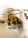 SALE Rare Culver Panda Glasses (4), Culver Glassware, Mid Century Gold Glasses - Southern Vintage Wares