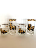 SALE Rare Culver Panda Glasses (4), Culver Glassware, Mid Century Gold Glasses - Southern Vintage Wares