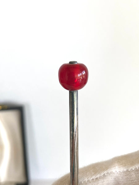 Art Deco Vintage Flat Red Tip Glass Muddler Stir Sticks
