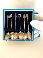 Vintage Sterling Silver Cocktail Spoons Asian Finials