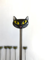 Atomic Cat Swizzle Sticks (6), Retro Black Cat Swizzle Stirrer Sticks