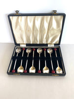 Art Deco Red Cherry Bakelite Muddler Stirrer Spoons, in original box (8) - Southern Vintage Wares
