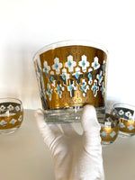 Culver Seville Ice Bucket Glasses Set (4 Pc), Culver Seville Pattern, Culver Glasses, Mid Century Glassware - Southern Vintage Wares