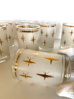 Atomic North Star Collins Glasses by Bartlett Collins (8), Atomic Glasses, Atomic White Gold Glasses - Southern Vintage Wares