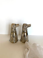 Pair of Hound Dog Stirrup Cups, Vintage Stirrup Cups