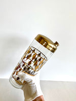 Mid Century Cocktail Shaker, Art Deco Gold Diamond Pattern