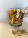 Mid Century Gold Ice Bucket by West Virginia Glass Co. (with original authenticity card)
