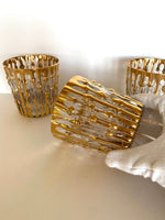 Imperial Glass Bambu  Rocks Glasses (3), Imperial Glass Gold Bamboo Glasses