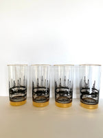 Mid Century Oil Derrick Glasses (4 Glasses), Set #1