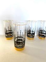 Mid Century Oil Derrick Glasses (4 Glasses), Set #1