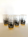 Mid Century Oil Derrick Glasses (4 Glasses), Set #1