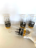 Mid Century Oil Derrick Glasses (4 Glasses), Set #1