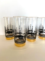 Mid Century Oil Derrick Glasses (4 Glasses), Set #1