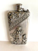 SouthernVintageWares>>>Early 1900s Art Deco Flask (Figural Embossed Pattern), Art Deco Embossed Flask