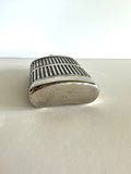 Art Deco Chrome Flask, "Cage" Exterior, Glass Interior (original cork inside cap)