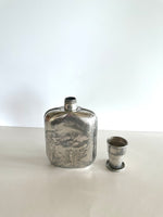 Antique Flask by Simpson Hall Miller, Collaspible Shot Glass Cap, early 1900s