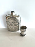 Antique Flask by Simpson Hall Miller, Collaspible Shot Glass Cap, early 1900s