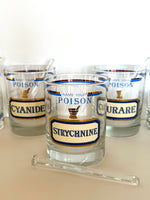 Neiman Marcus "Poison" Rocks Glasses (6), Poison Glasses w/ Stirrers