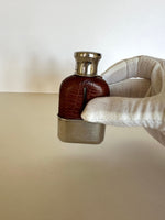 Vintage Small Flask (Glass, Leather, Chrome), Vintage Miniature Flask